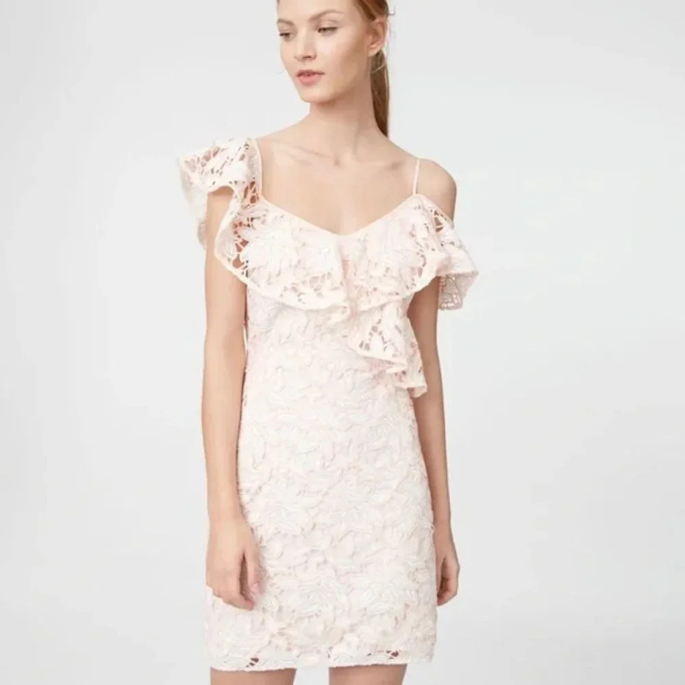 Club Monaco Nawale Lace Dress White Peach Size 0